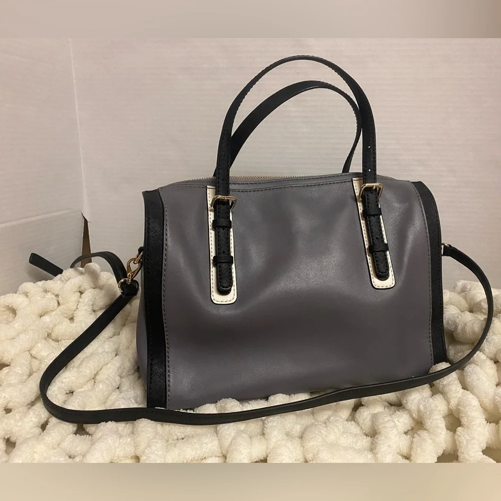 kate spade Gray and Black Sophisticated Leather Bedford Satchel